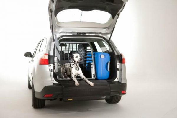 MIM Safe Variocage Single Crash Tested Dog Cage with Dog and Luggage