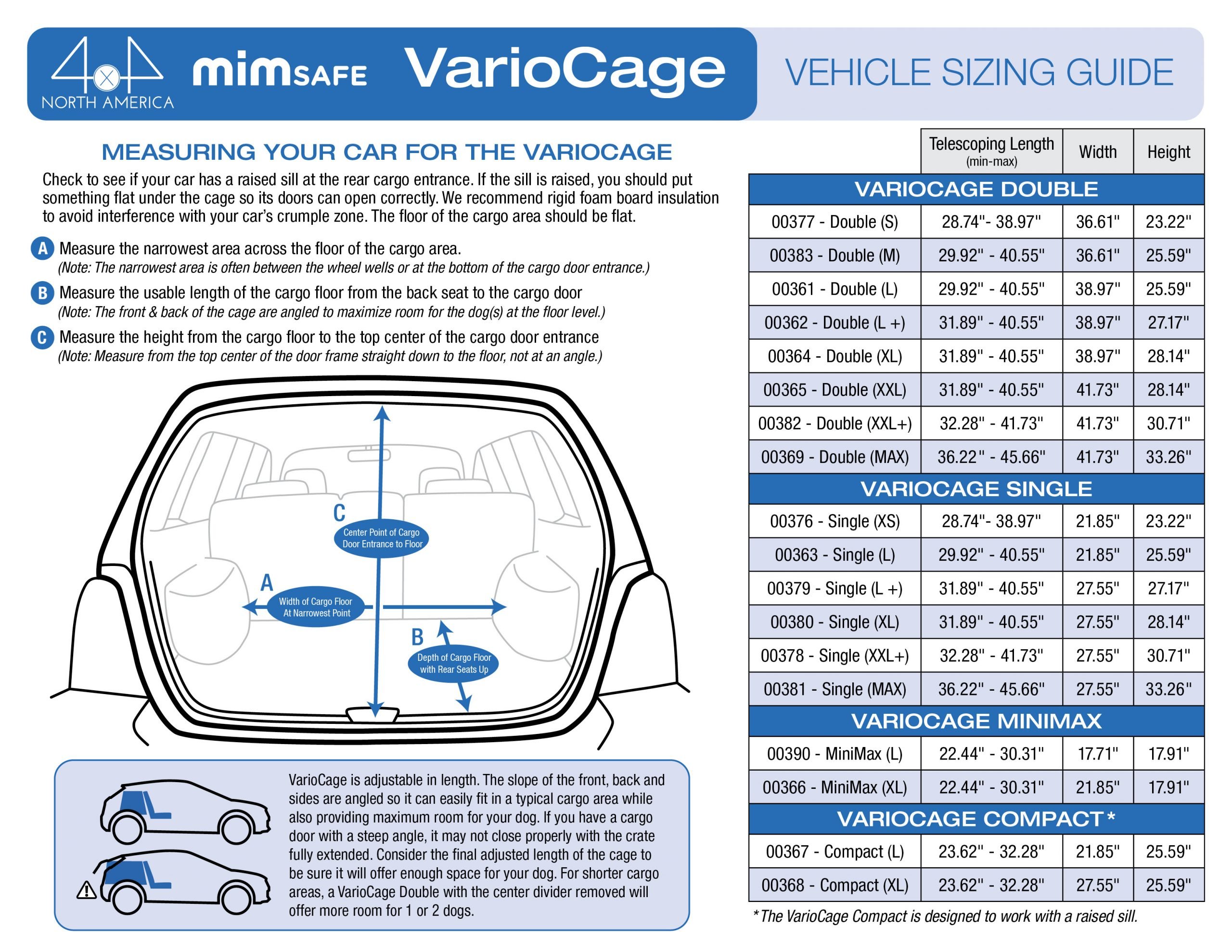 Variocage - Car Sizing Guide-2021