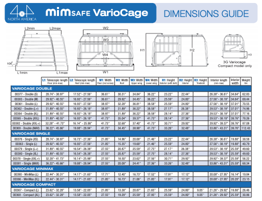 Variocage Dimensions Guide